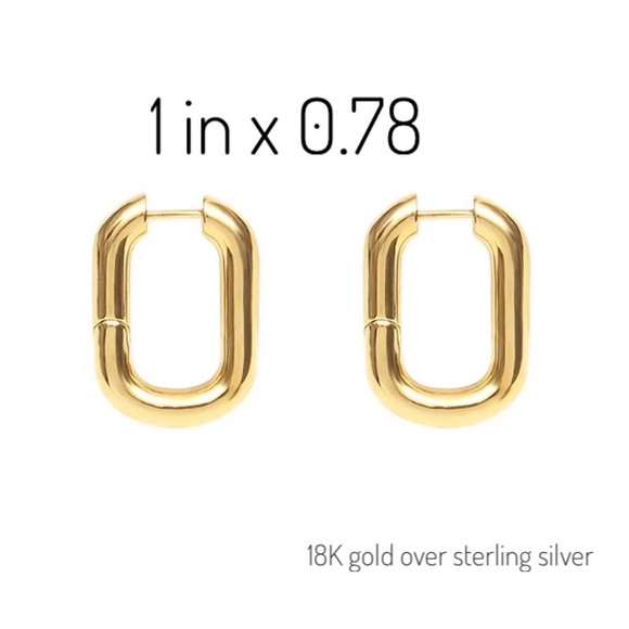 💛18K gold chic O shaped hoop earrings - Picture 3 of 7